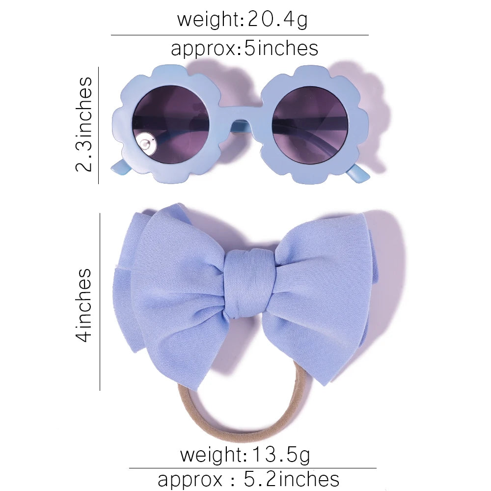 2PCS Children's Baby's Headband and Flower Sunglasses