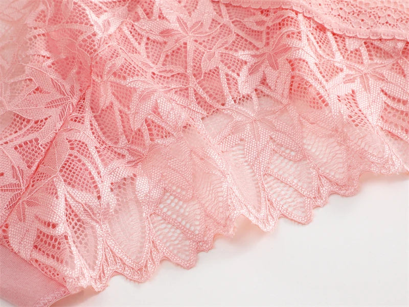 5Pcs Women's Lace Hollow Out Panties Low-Waist Comfortable Underwear Floral Breathable Briefs Stretch Soft Lingerie