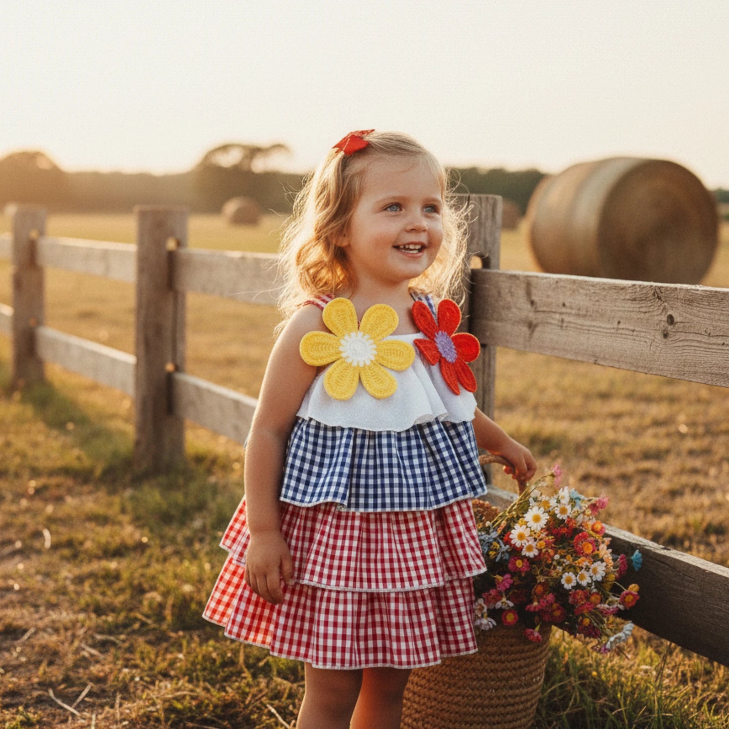 Baby Girls' Plaid Ruffle Floral Cami Dress