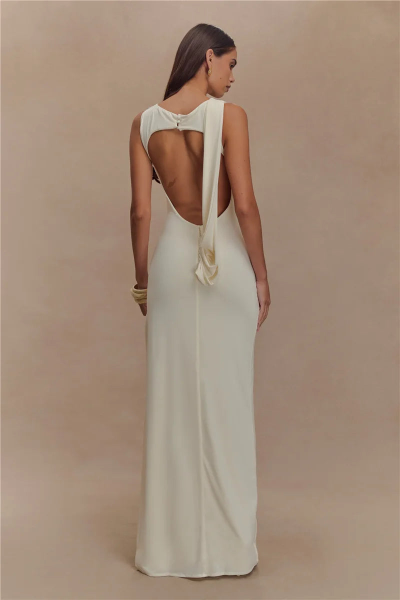 Backless Knit Tank Maxi Dress