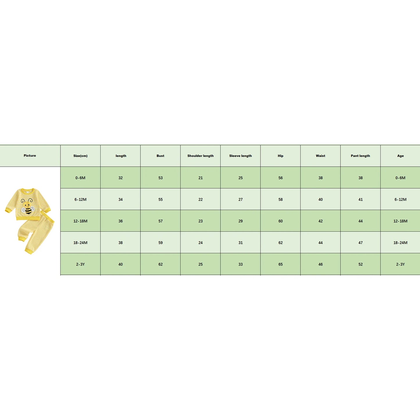 Toddler Autumn Winter Clothes Set - Striped Bee Embroidery Sweatshirt & Elastic Pants (0-3Y)