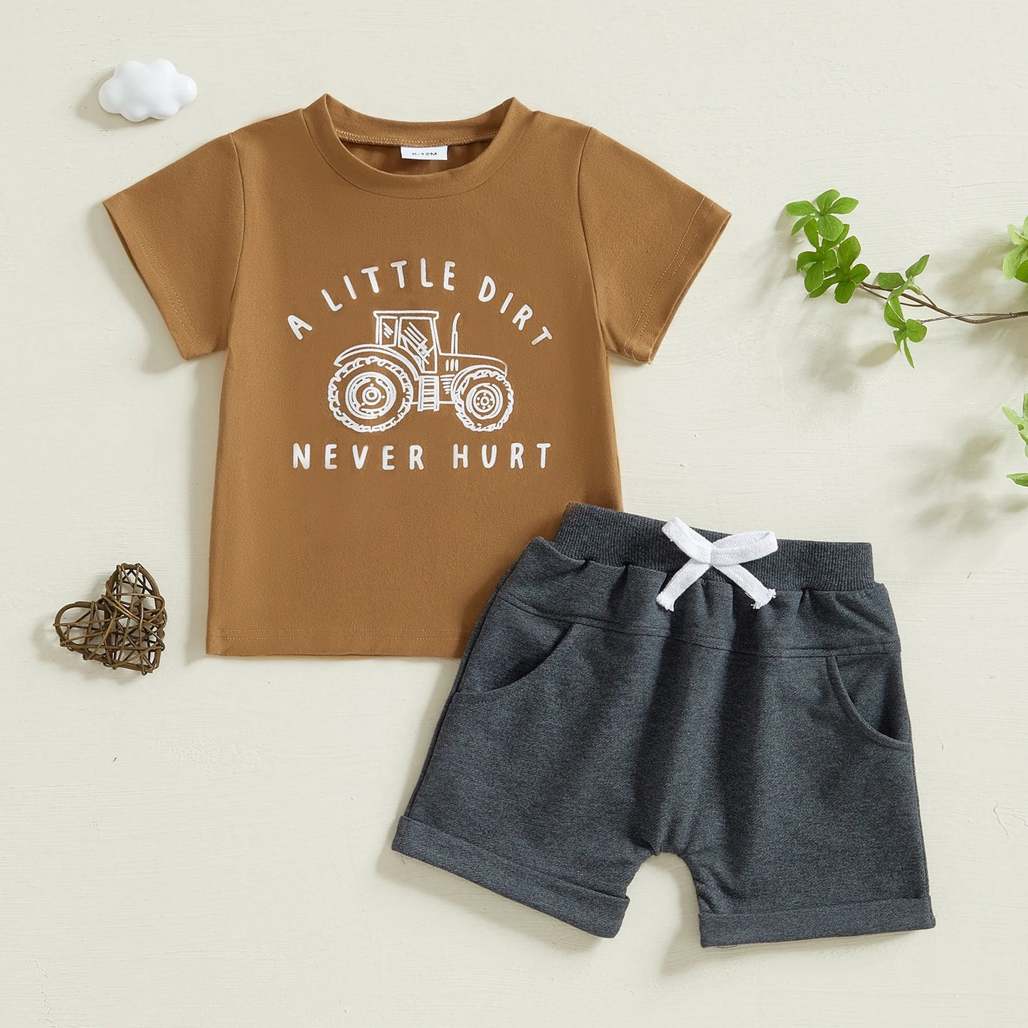 0-4Y Infant Baby Boys Summer Casual Clothes Set Cartoon Letter Print Short Sleeve T Shirt and  Shorts