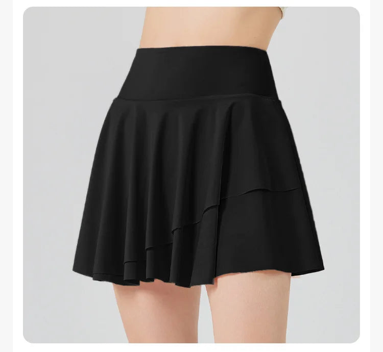 Women's High Waist Tennis Skirt with Built-in Shorts - Quick Dry Athletic Skort