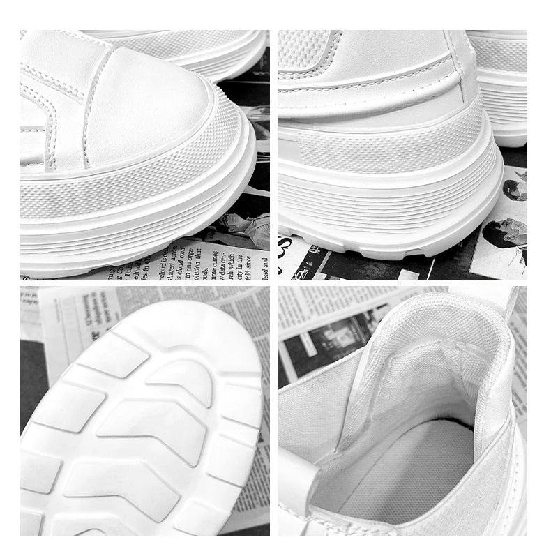 Men's Leather Chelsea Boots - Chunky Platform Sneakers