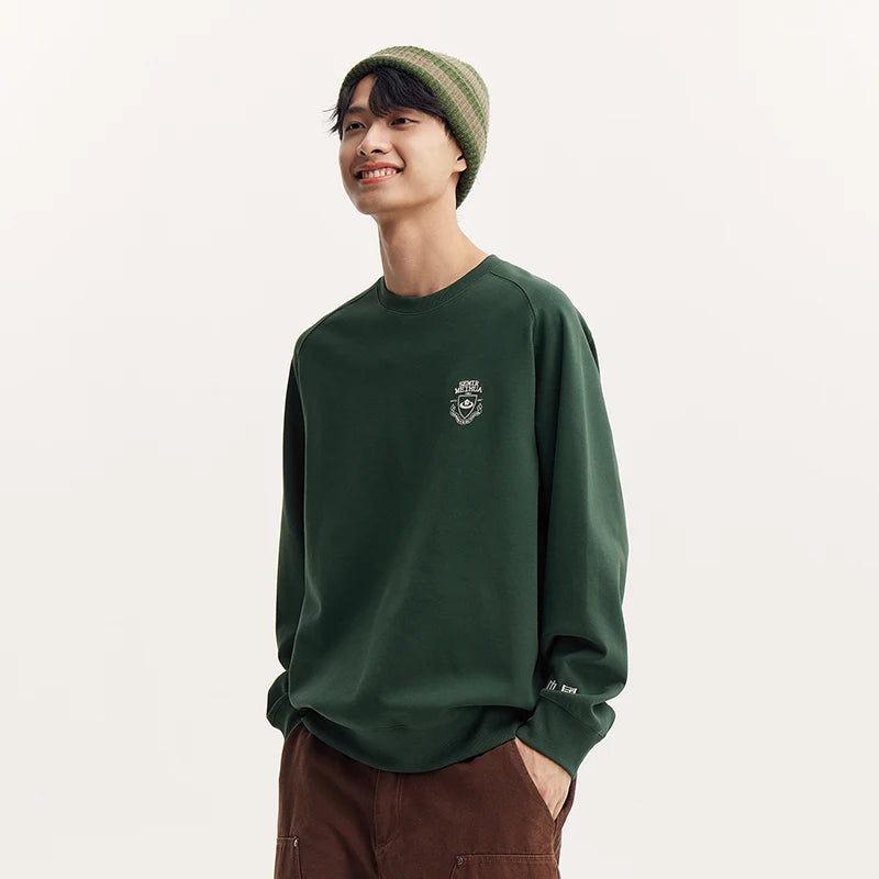 Heavyweight Round Neck Sweatshirt - Premium Solid Color Pullover for Daily Wear