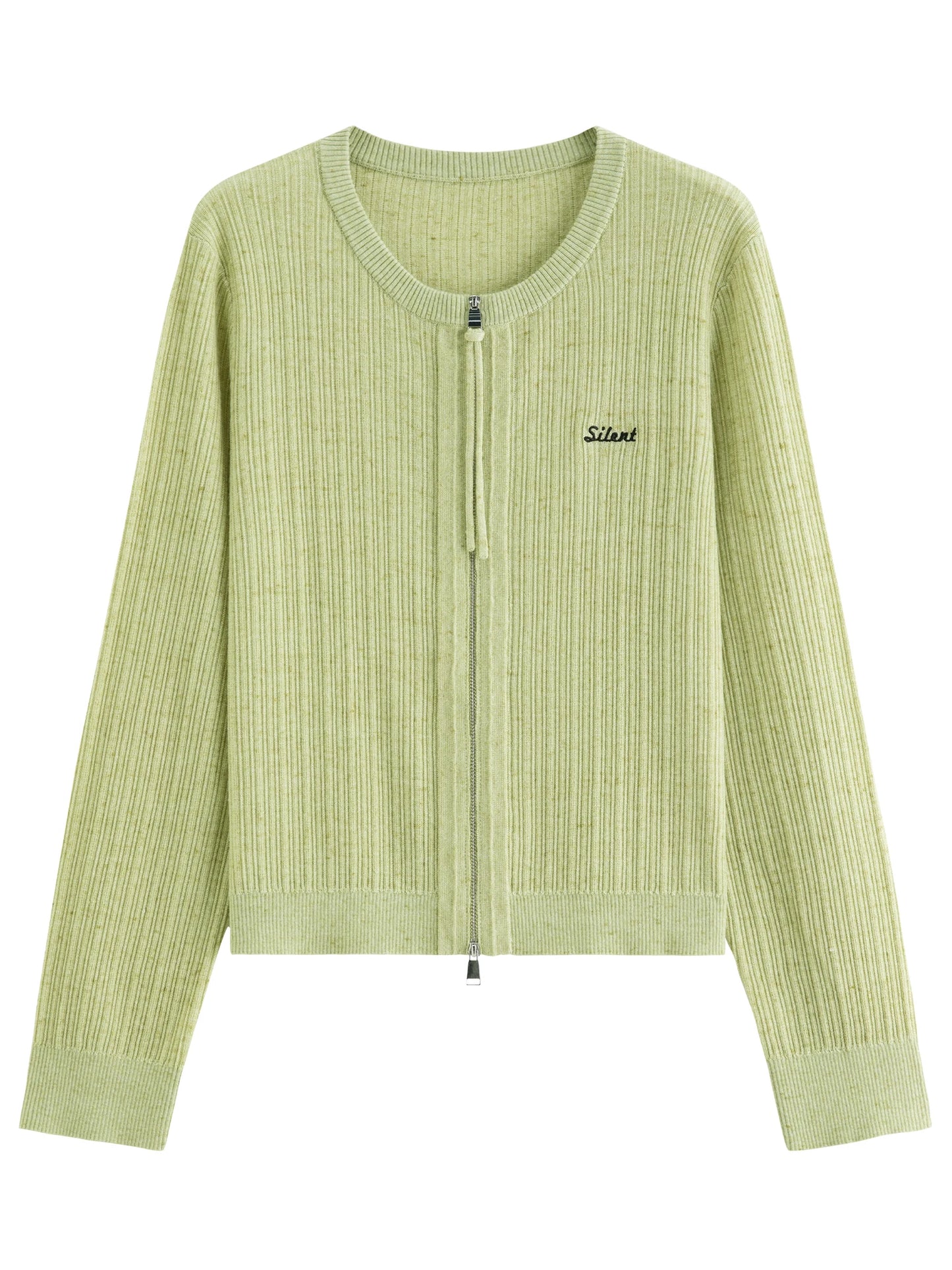 Women's Knitted Cardigan with Double Zipper