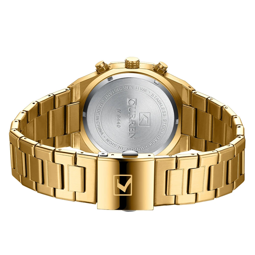 Luxury Gold Multifunction Quartz Watch - Luminous Sport Chronograph