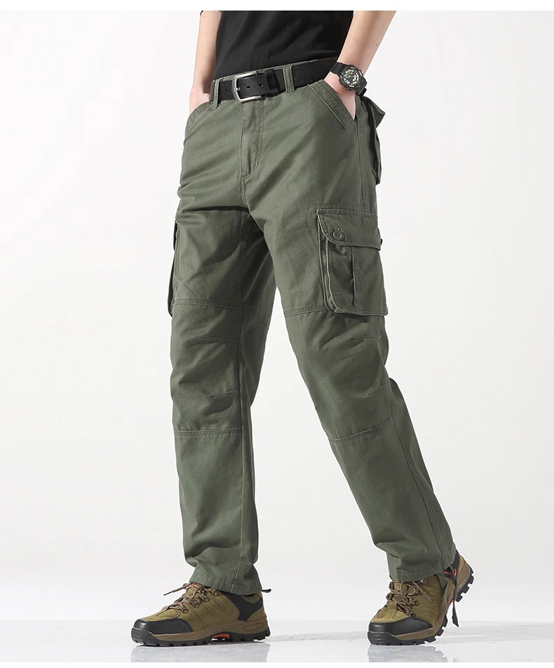Spring Autumn Cotton Cargo Pants - Multiple Pockets Casual Trousers