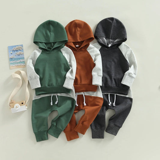 Baby Boys 2-Piece Outfit Set - Hooded Pullover & Elastic Pants