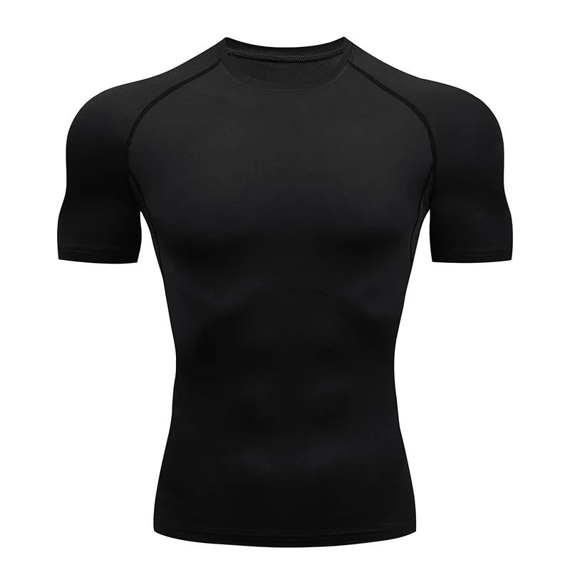 Men's Running Compression Short Sleeve Sport Gym Fitness Sweatshirt Jogging Tracksuit Athletic T-Shirt