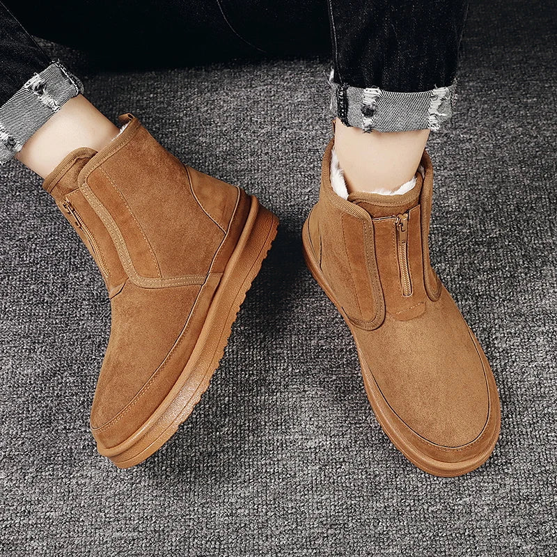 Men's Winter Snow Boots - Waterproof Fur-Lined Chelsea Boots