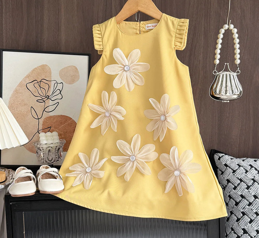 Girl's 3D Flower Princess Dress 2-12 Years