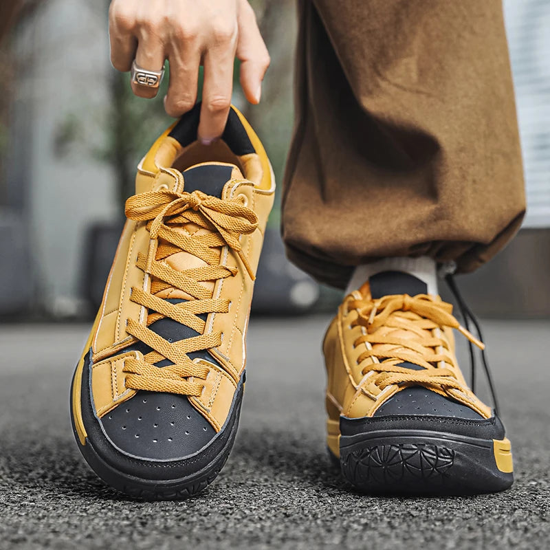 Men's Canvas Platform Sneakers - Vulcanized Skateboard Shoes