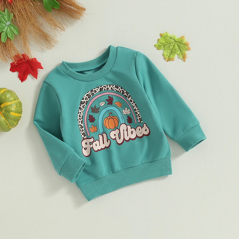 0-4Y Autumn Kids Boys Girls Sweatshirt T Shirts Long Sleeve Pumpkin Letters Print Pullover Halloween Clothes