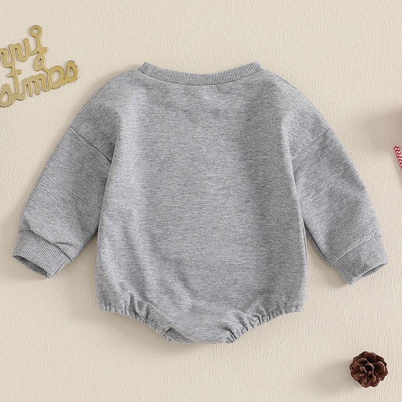Christmas Santa Embroidery Fuzzy Romper - Baby Boys Girls Playsuit