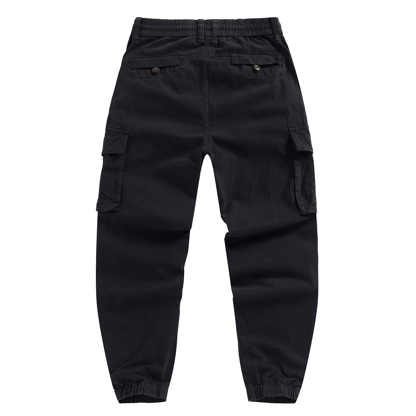 Men's Cotton Cargo Pants - Elastic Waist Multi-Pocket Joggers