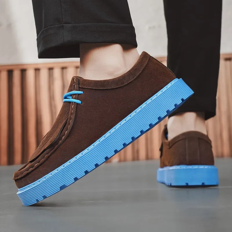 Men's Casual Platform Sneakers - Lace-Up Tennis Sports Shoes