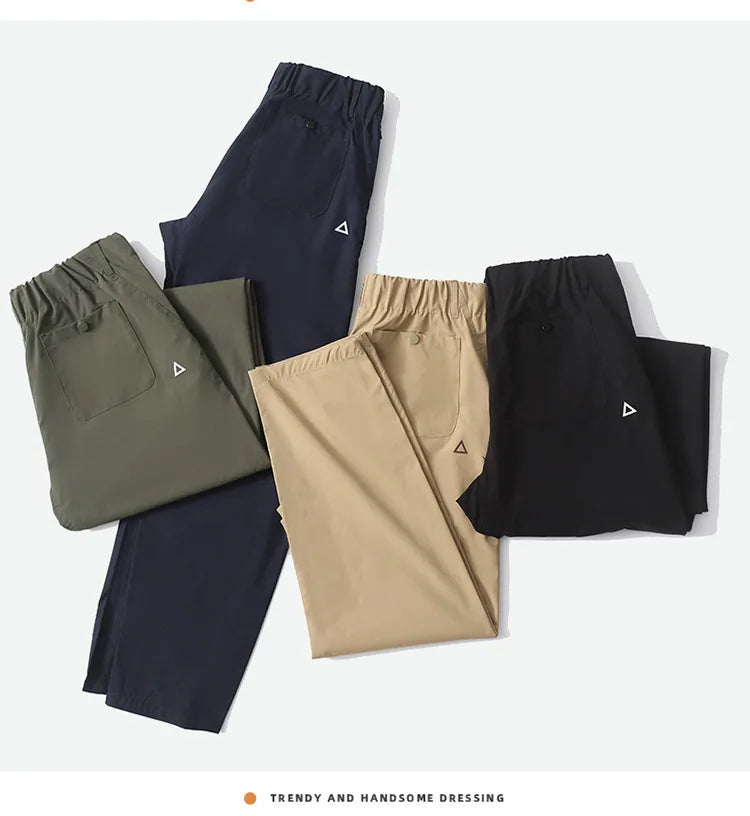 Men's Casual Trousers Slim Fit Ankle-Length Elastic Stretch Pants