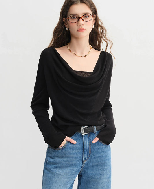 Lyocell Ruffled Collar Sweater