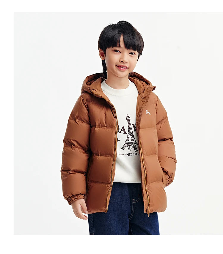 Children's Three-Proof Down Jacket - Hooded Winter Coat with Print