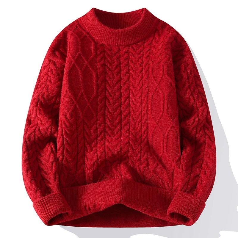 Autumn Winter Thick Round Neck Knit Sweater - Loose Fit Casual Pullover