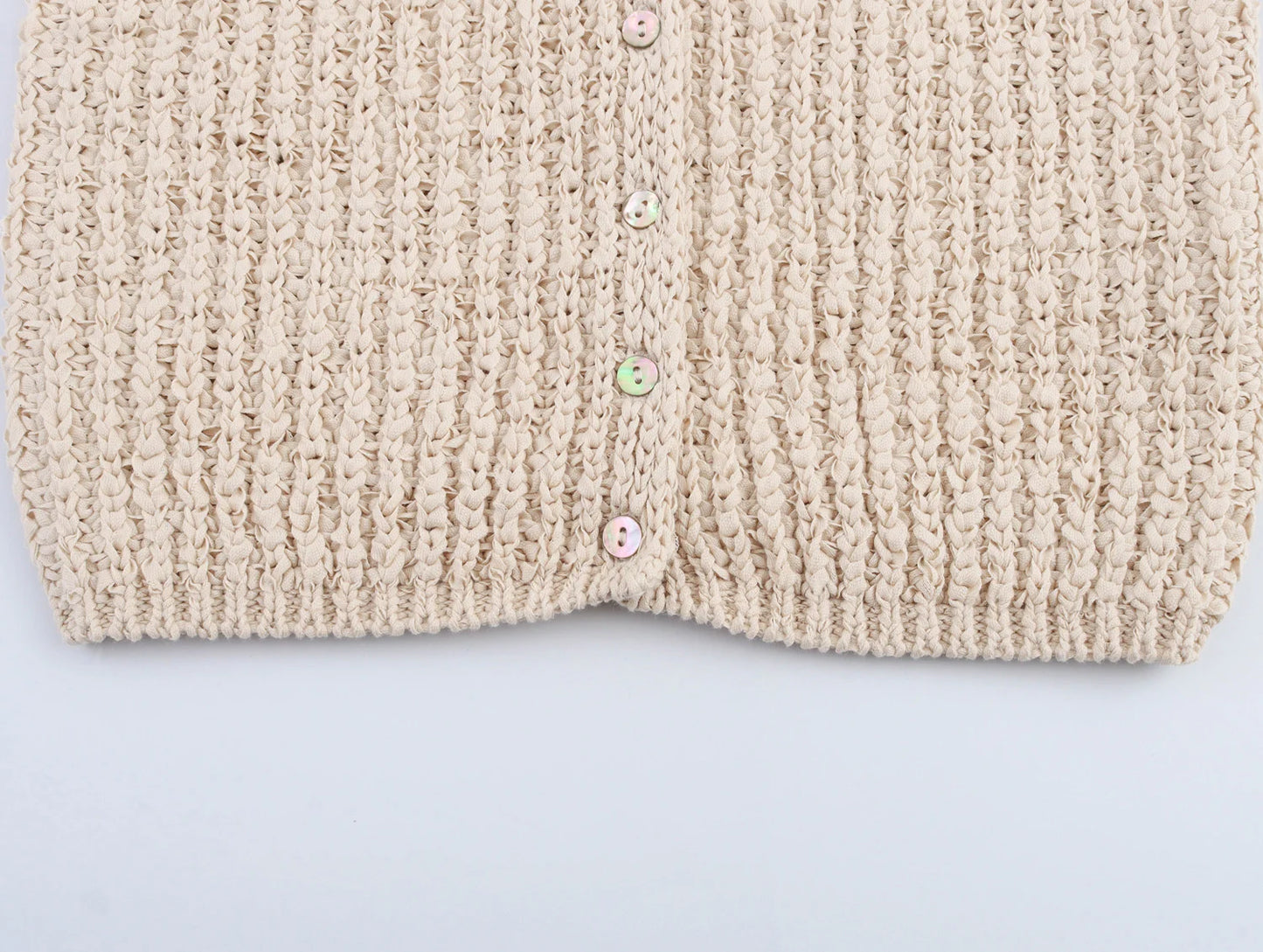 Women's Sheer Knit Short Sleeve Jacket with Bow Detail