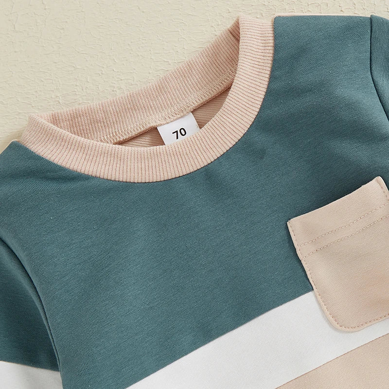 0-4Y Toddler Kids Boys Girls Fall Clothes Sets Contrast Long Sleeve Sweatshirt Tops and Pants Set