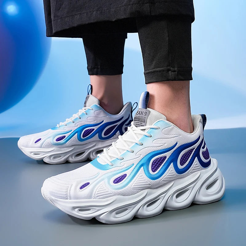 Men's Casual Sneakers Breathable Sports Light Running Tennis Sneaker Lace Up Platform Trainers Shoes