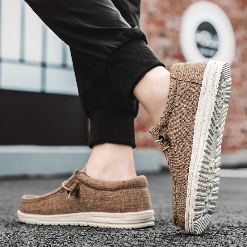 Men's Canvas Slip-On Sneakers - Breathable Skateboard Loafers