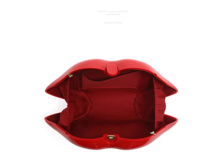 Women's Shoulder Bags Clutch Red Lips Acrylic Crossbody Bag