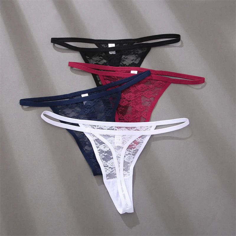 5Pcs Cotton Lace Thongs  Hollow Out Floral Underwear Panties Low Waist G-string Comfortable Lingerie