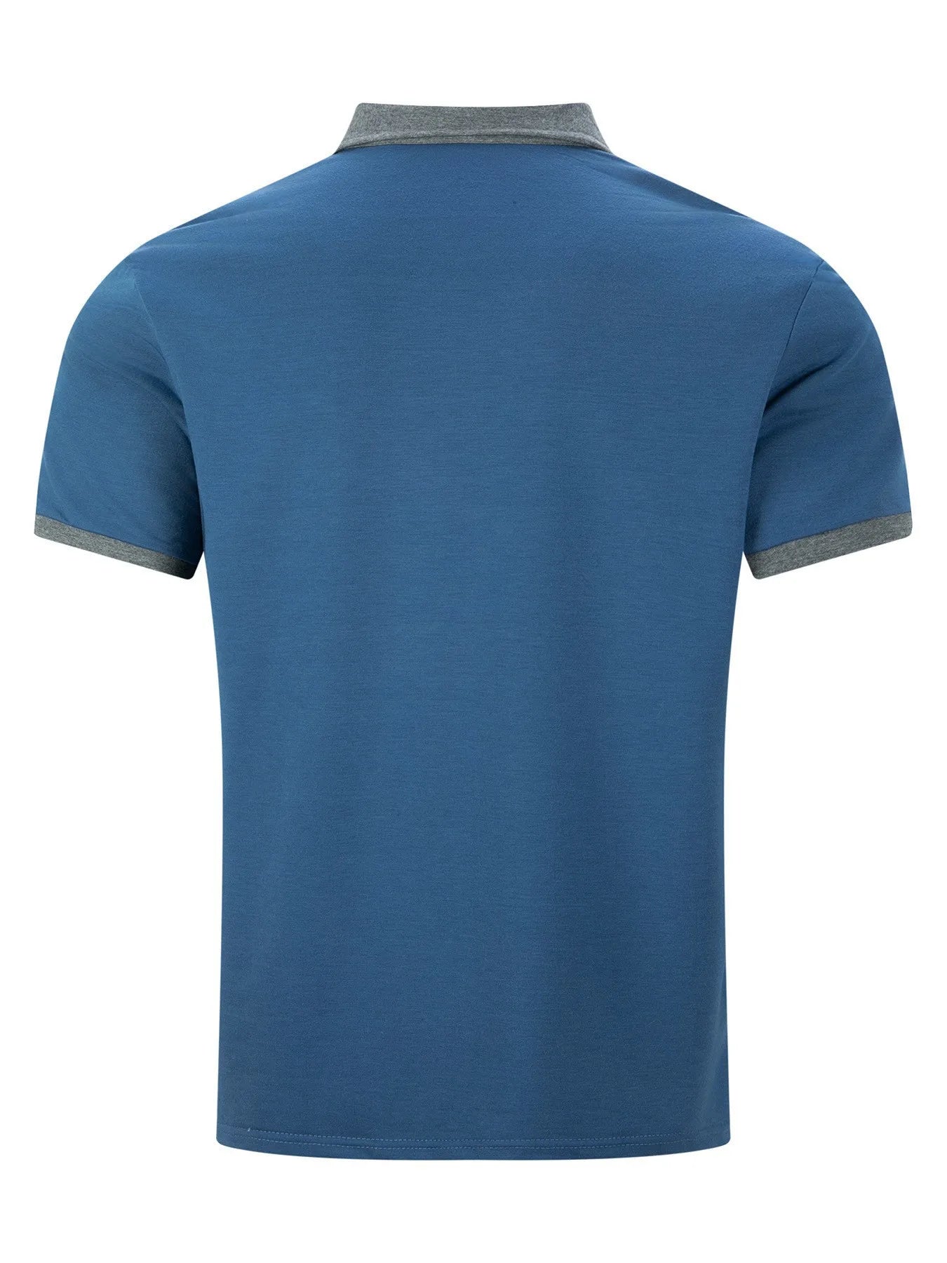 Men's Summer Short Sleeve Patchwork Turn Down Collar Smart Casual Polo Shirt