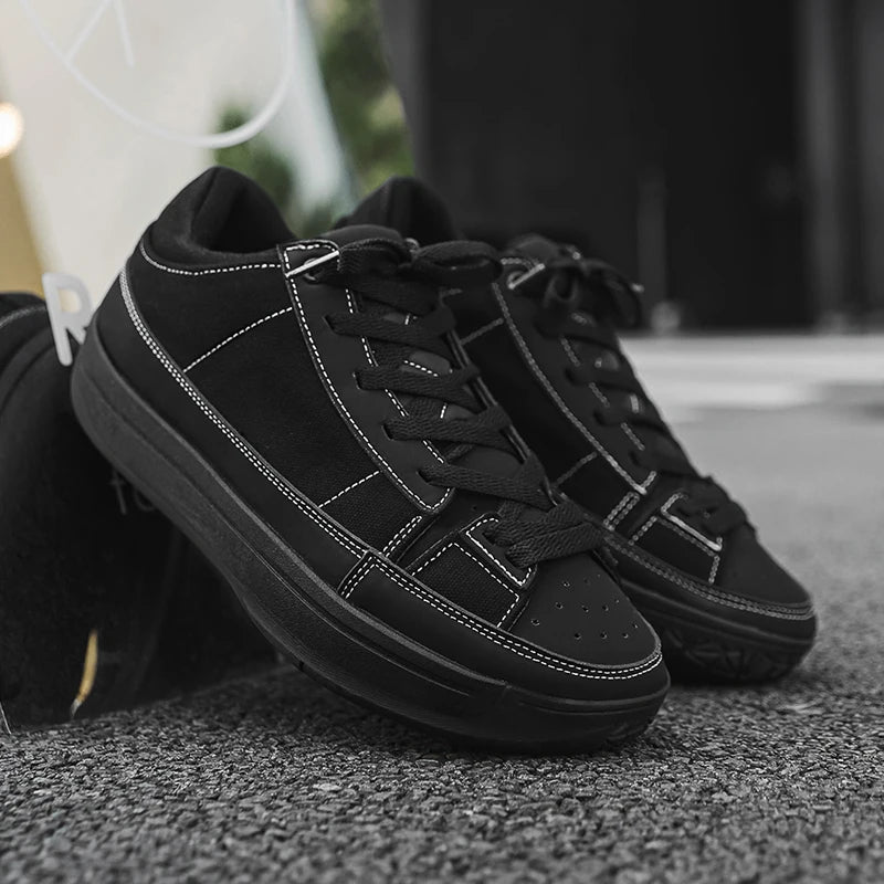 Men's Canvas Platform Sneakers - Vulcanized Skateboard Shoes