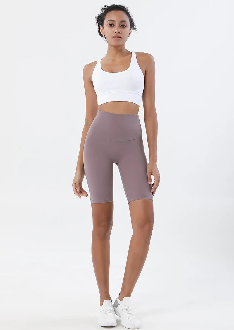 High Waist Gym Shorts - Women's Yoga Cycling Shorts with No T-Line