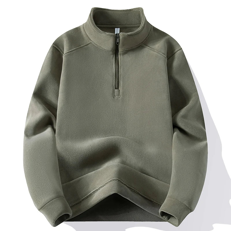 Thick Fleece Stand Collar Half Zipper Sweatshirt