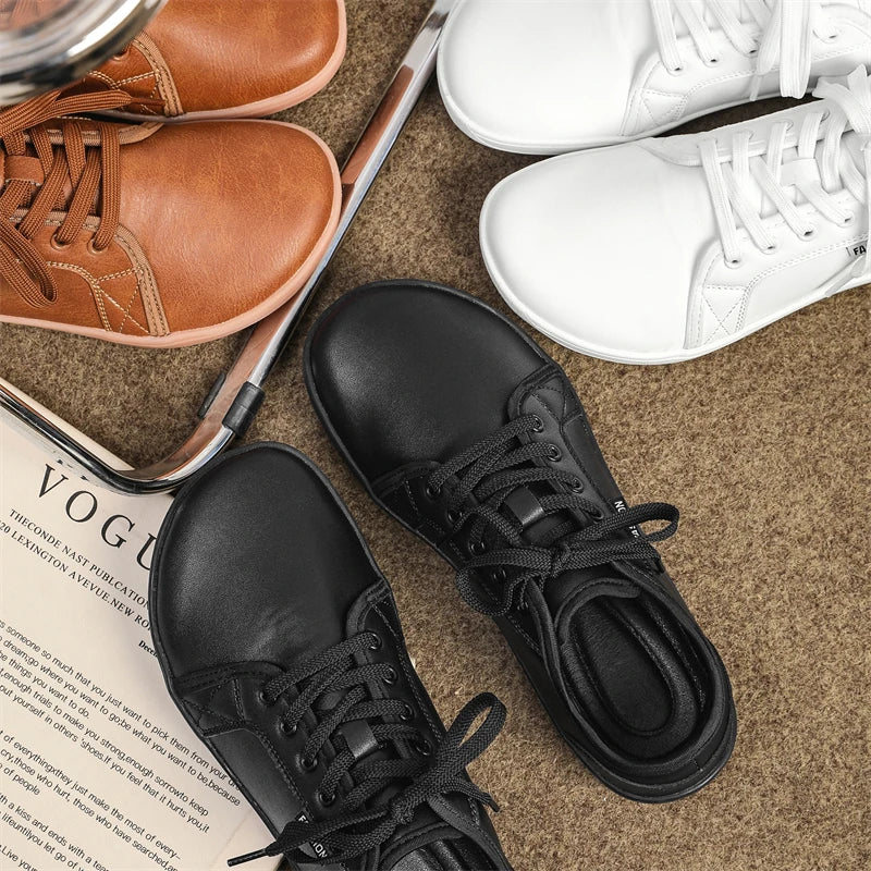 Men's Casual Leather Sneakers - Lace-Up Running Sports Shoes