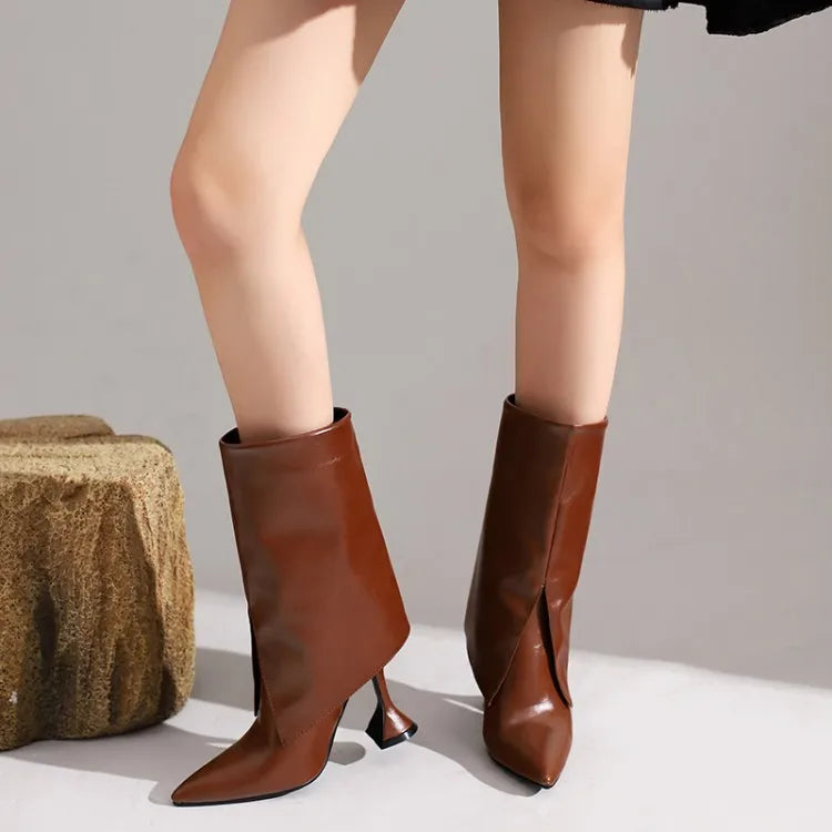 Women's Pointed Suede Short Plush Leather Ankle Boots
