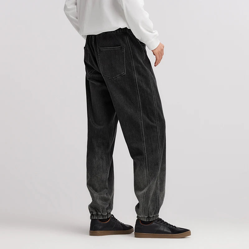 Men's Gradient Denim Jogger Jeans - Oversized Fit Winter Street Style Trousers