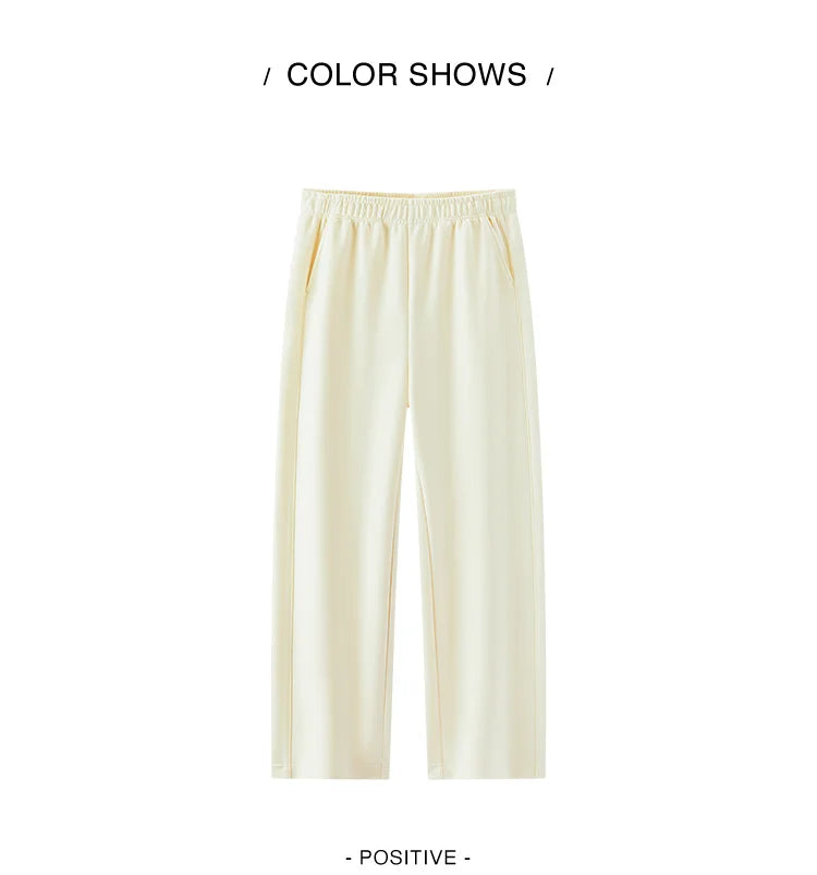 Draped Wide Leg Trousers - Elastic Waist Versatile Autumn Pants