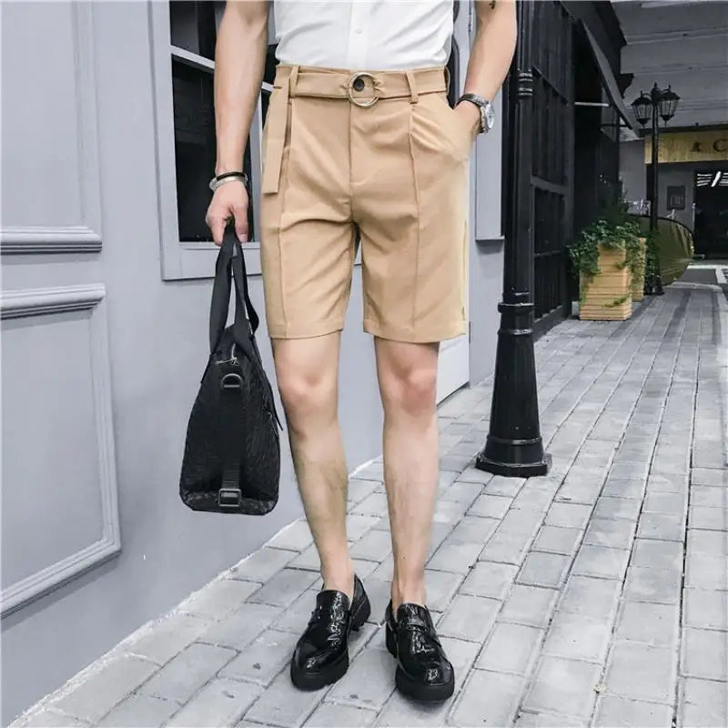 Men's Summer Smart Casual Slim Fit British Style Straight Thin Knee Length Shorts