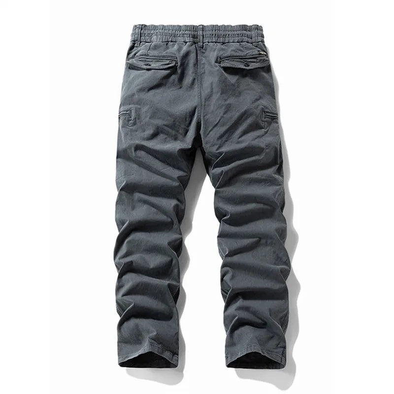 Cotton Straight Multi-Pocket Cargo Jogger Trousers