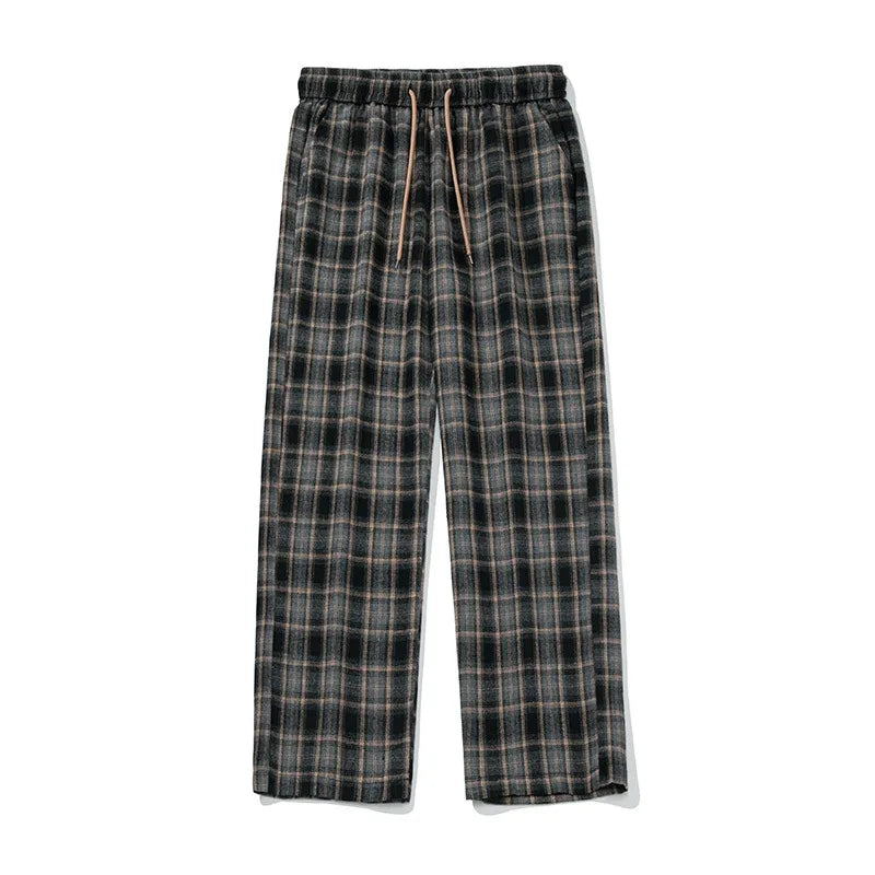 Men's Plaid Casual Trousers - Loose Straight Fit