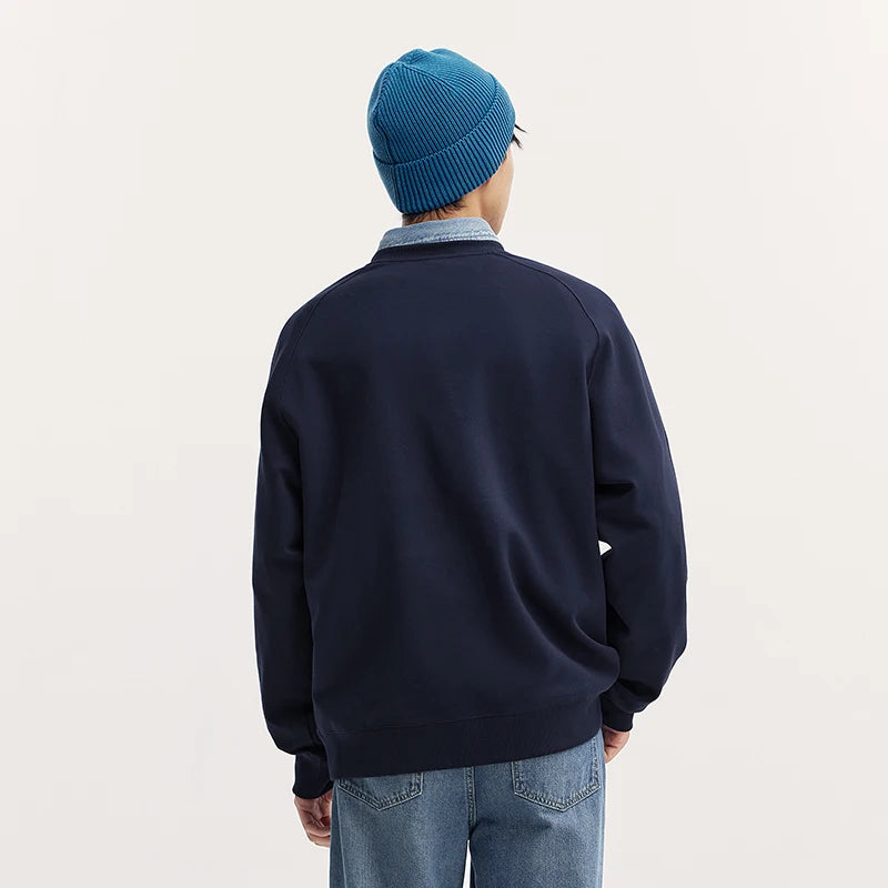 Heavyweight Round Neck Sweatshirt - Premium Solid Color Pullover for Daily Wear