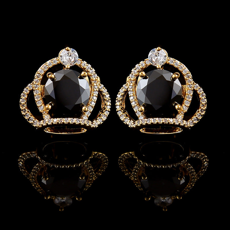 Unisex Crown Zircon Cufflinks - Button Shirt Suit Cuff Links Jewellery Accessories