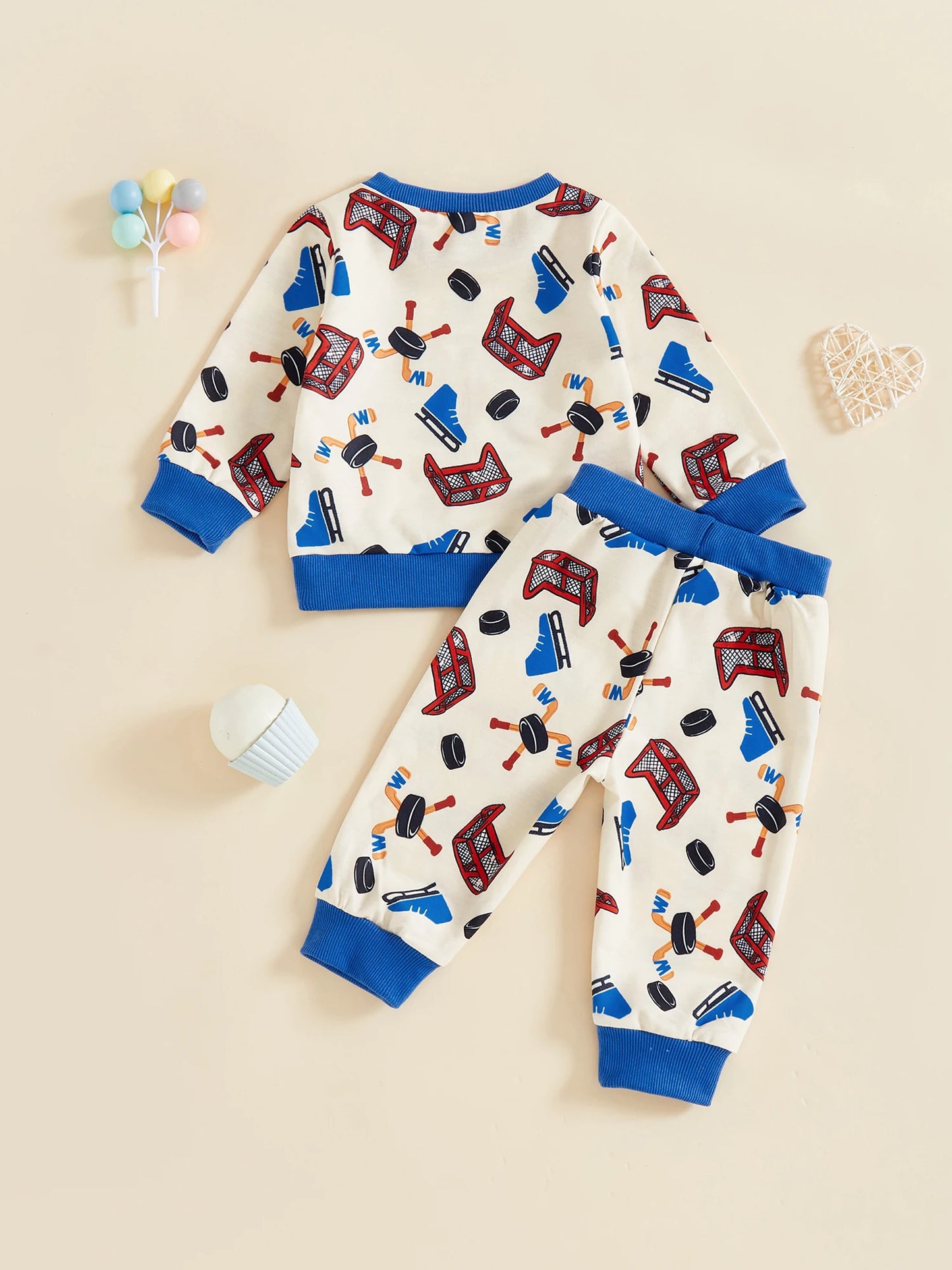 Baby Boys 2-Piece Fall Clothes Set - Cartoon Print Sweatshirt & Pants (0-3Y)