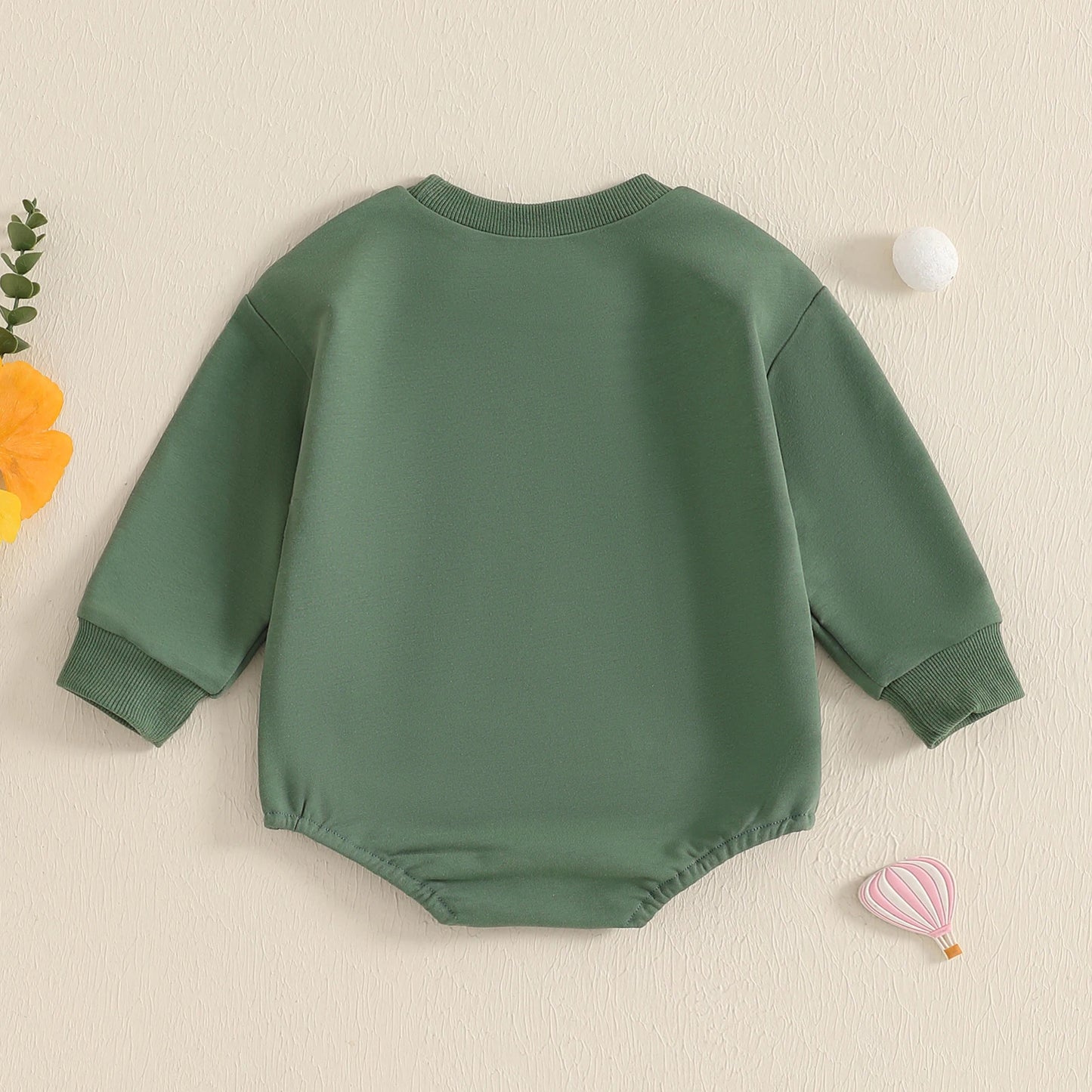 Baby Sweatshirt Romper - Golf Bow Print Crew Neck Jumpsuit