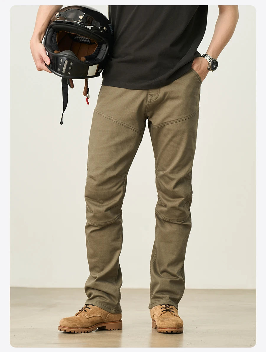 Men's Draping Motorcycle Riding Jeans - Fashion Denim Trousers
