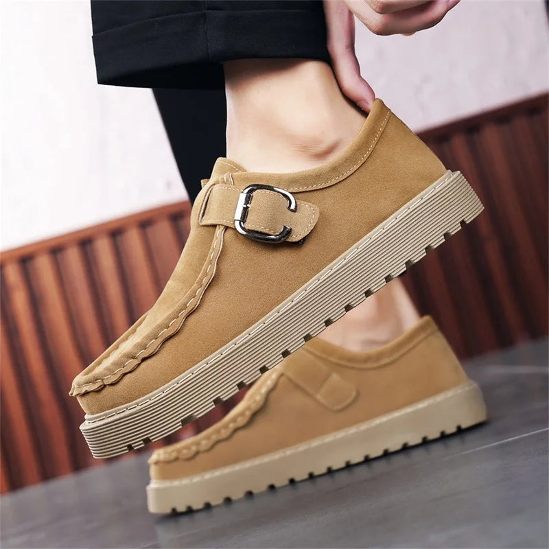 Men's Platform Sneakers - Buckle Closure Tennis Sports Shoes