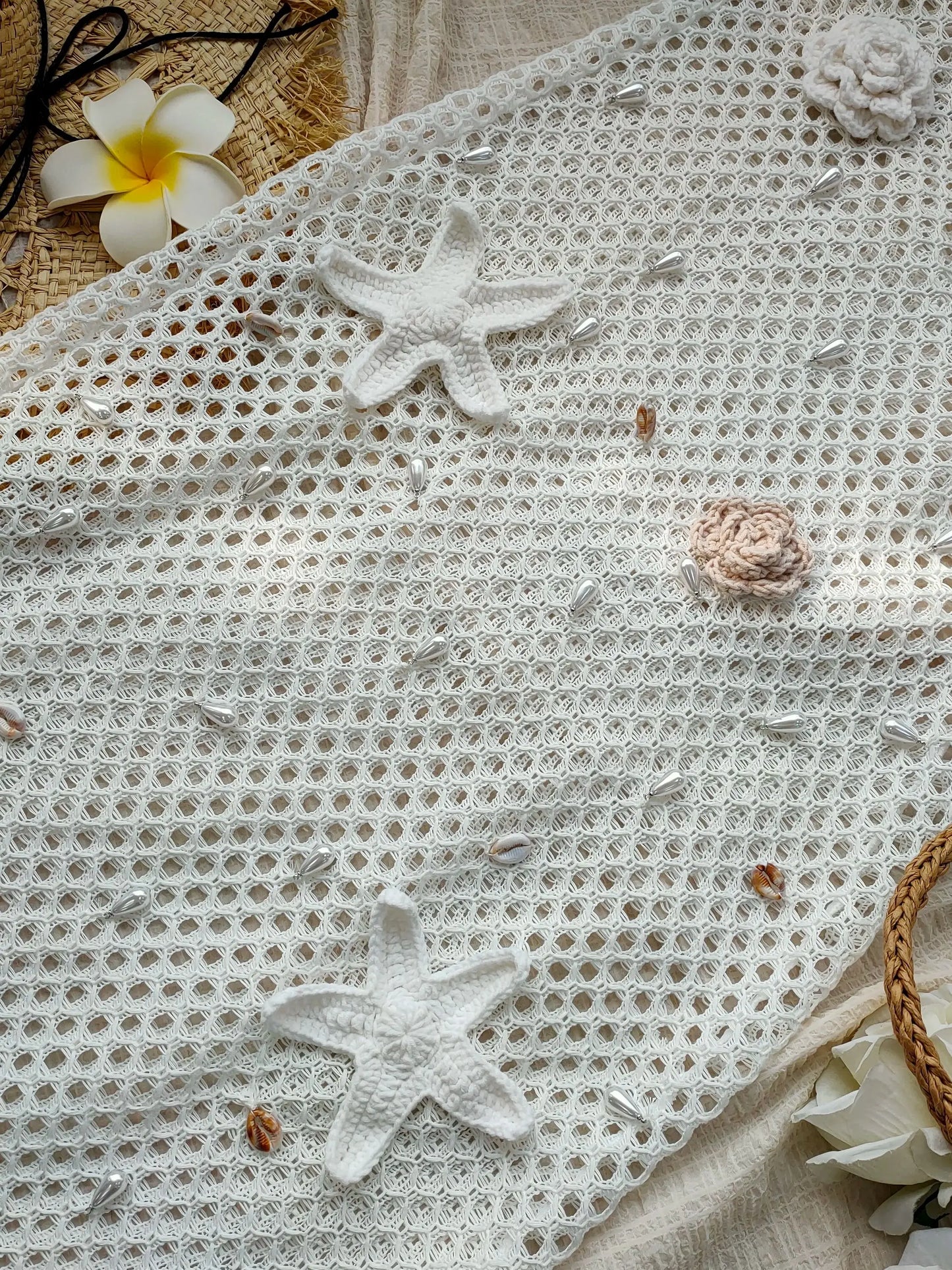 Women's Summer Pearl Crochet Dress knitting Sleeveless Halter Lace Up Patchwork Long Dress