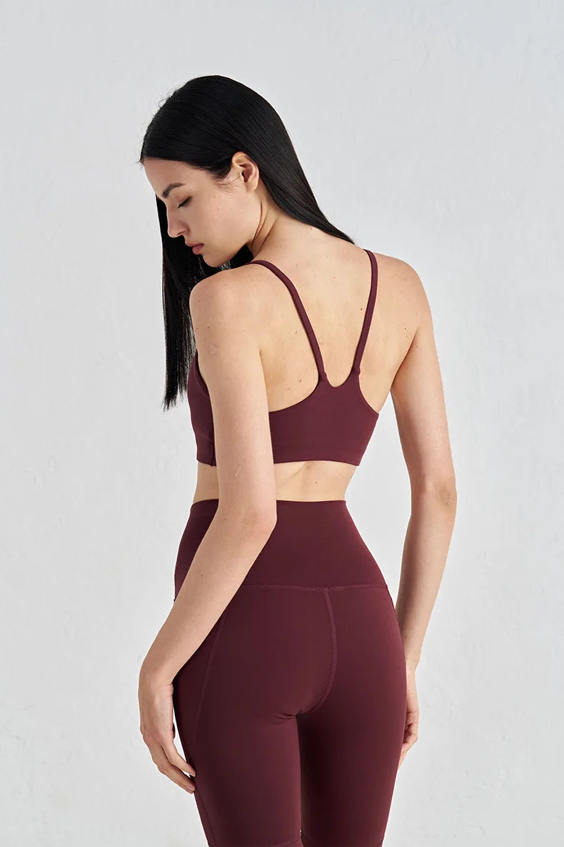 Nylon Spandex Yoga Bra Top - Removable Pads & Adjustable Straps